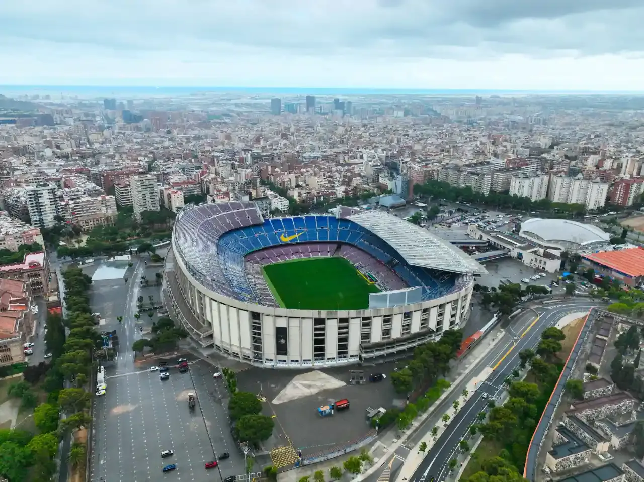 Aerial vier of Camp Nou stadium