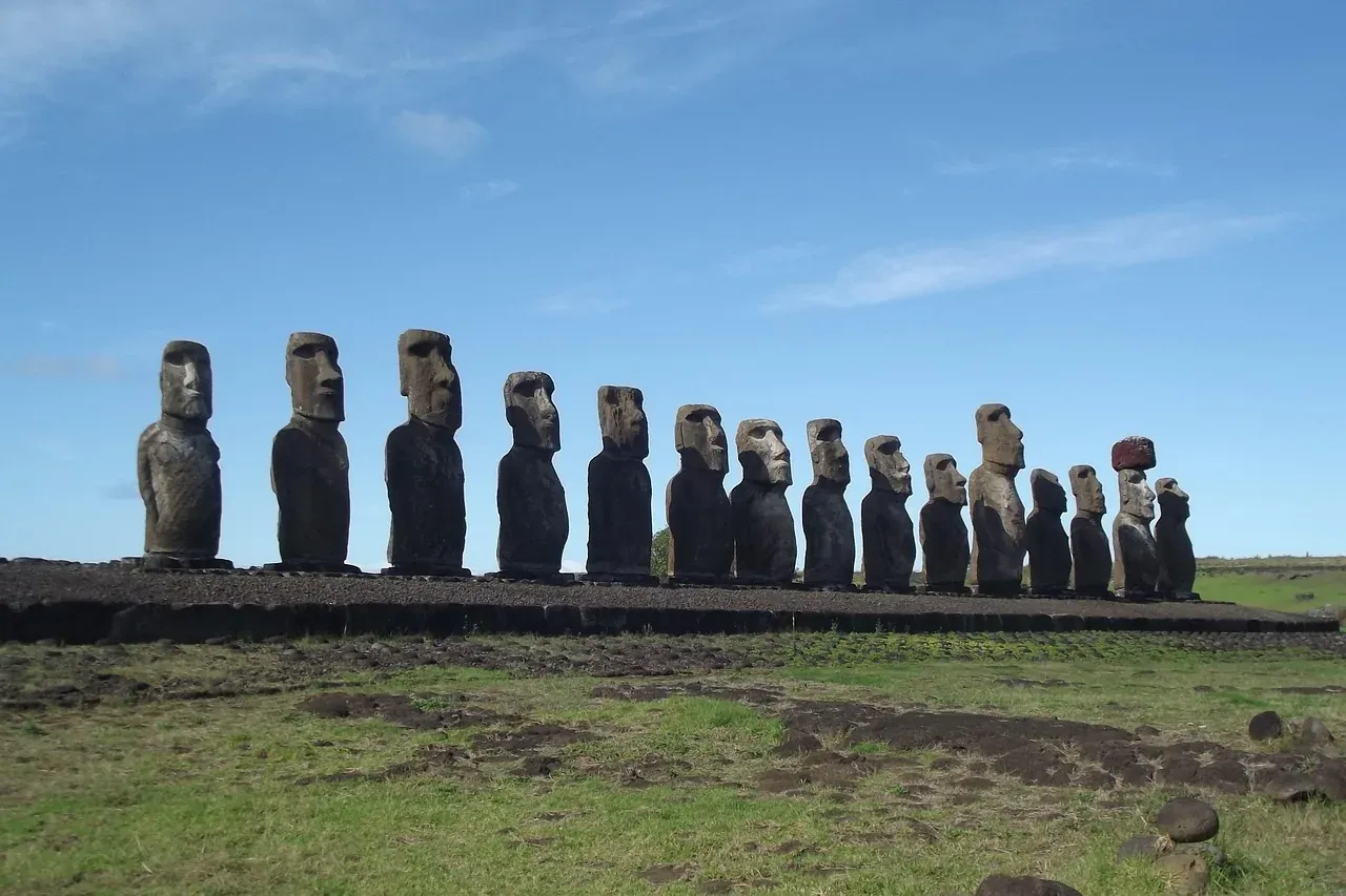 The fifteen moai of Ahu Tongariki on Easter Island