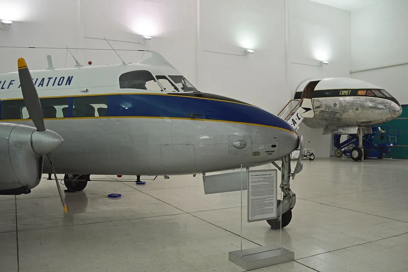 Vintage airliners in the hangar of Al Mahatta Museum in Sharjah