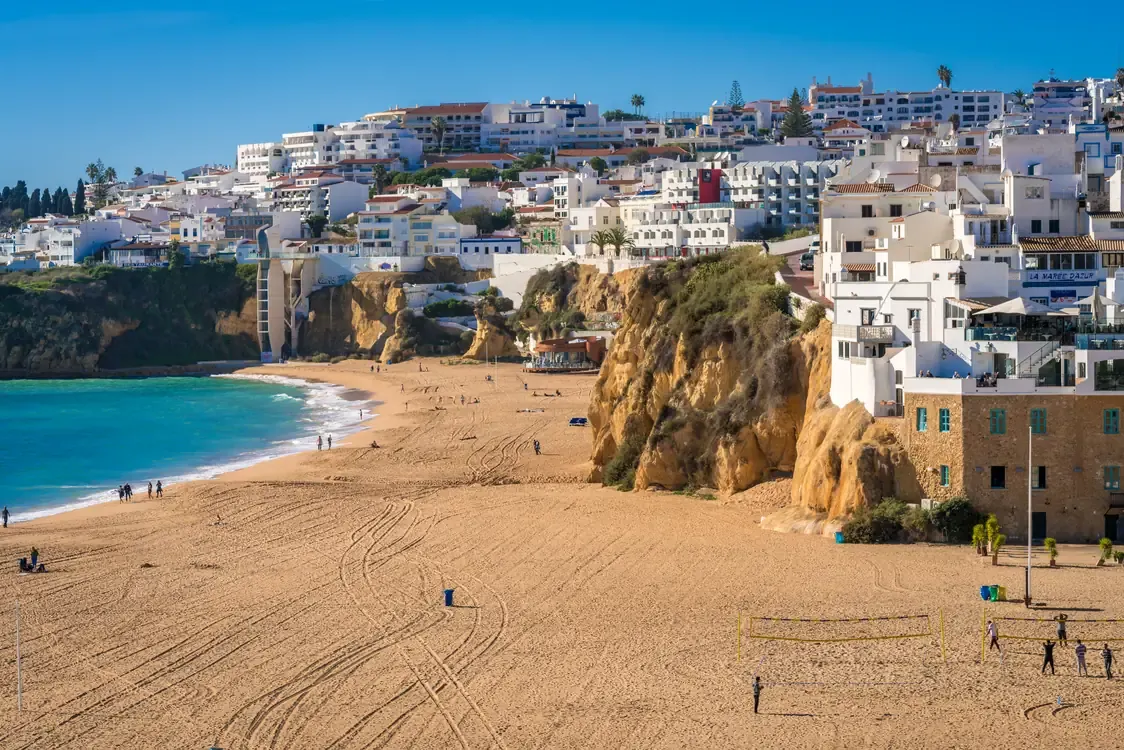The sandy beach and cliffs of Albufeira, Algarve