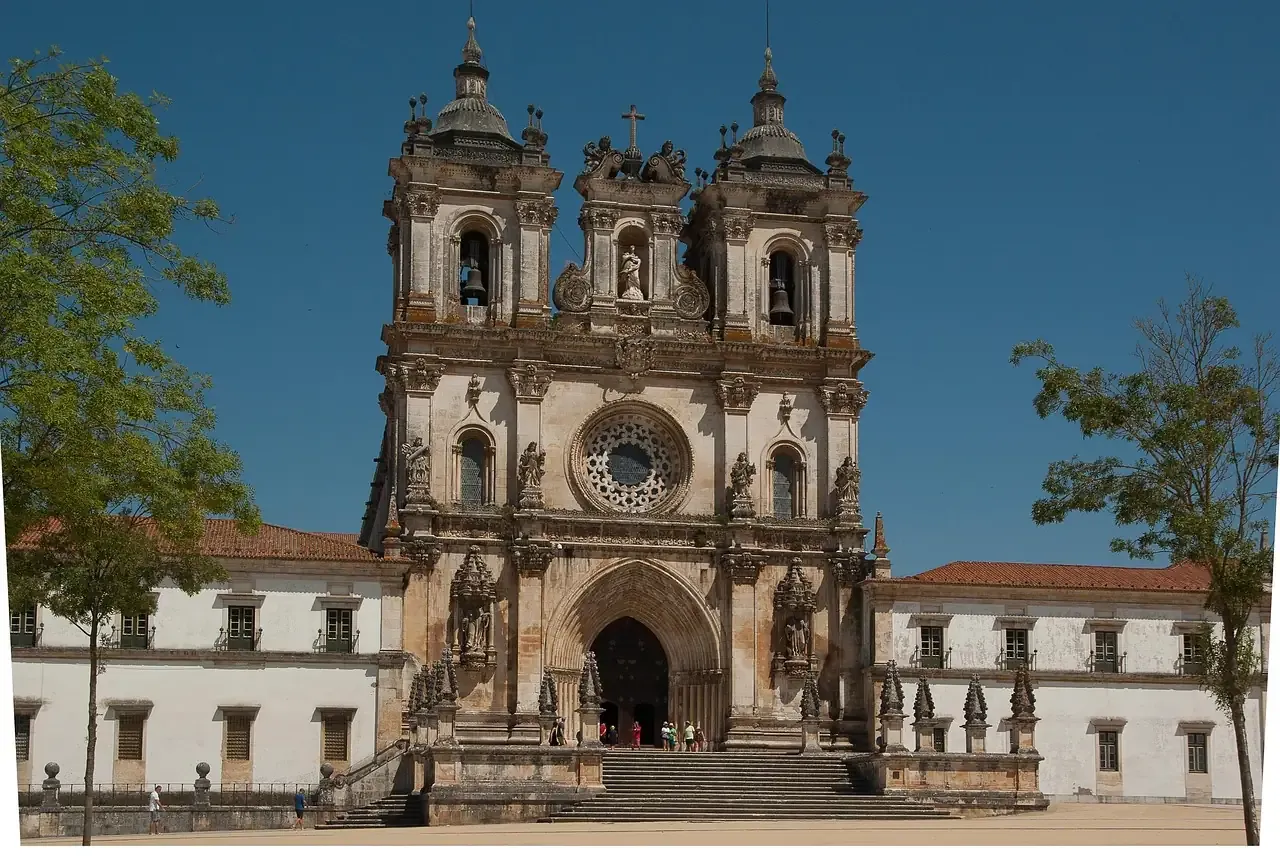 The baroque facade of the Monastery of Alcobaca