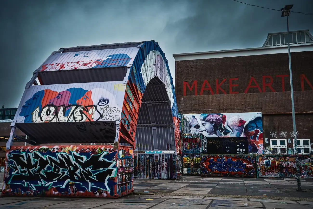 Street art and graffiti at the NDSM wharf in Amsterdam-Noord