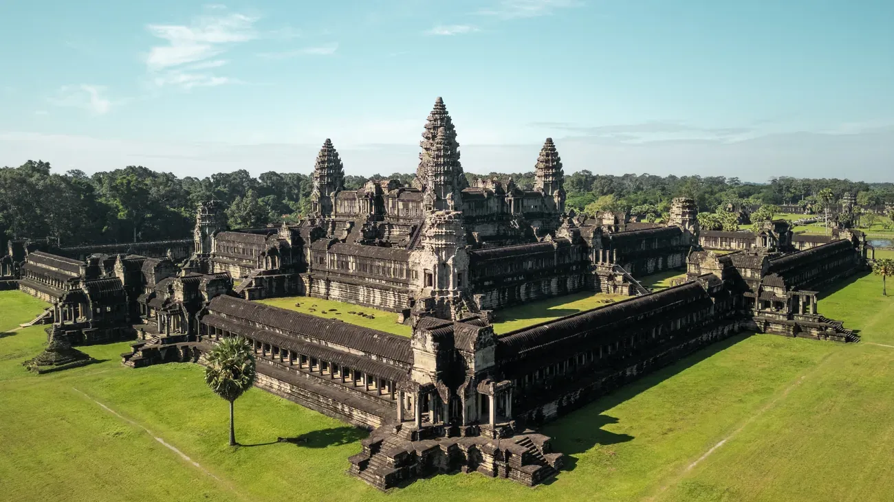 Aerial view of the Angkor Wat temple complex, Cambodia