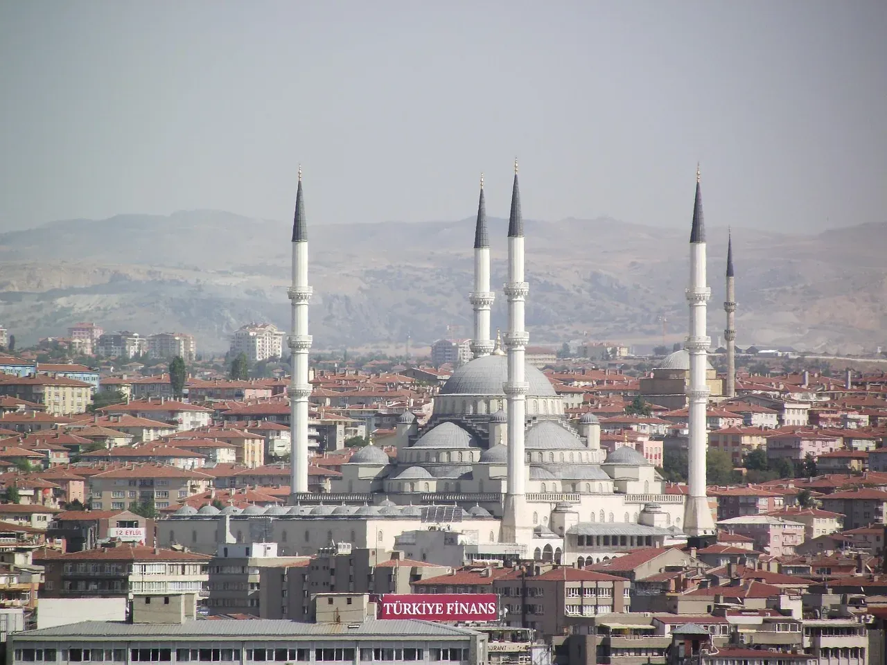 The Kocatepe Mosque above the rooftops of Ankara