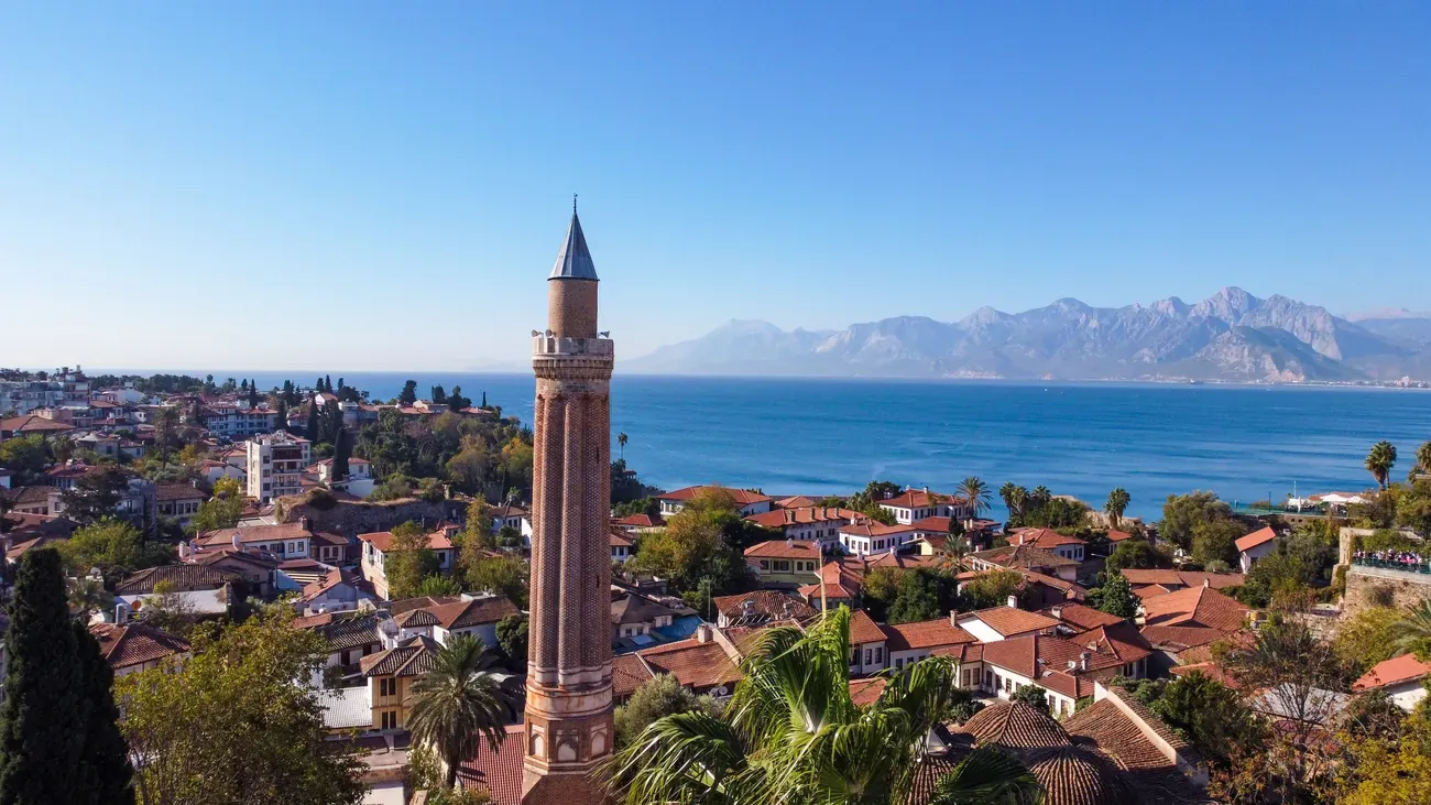 The Yivli Minare Mosque in the old town of Kaleici in Antalya