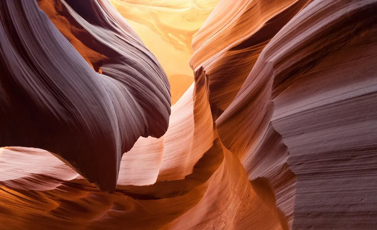 The curved sandstone walls of Antelope Canyon near Page, Arizona