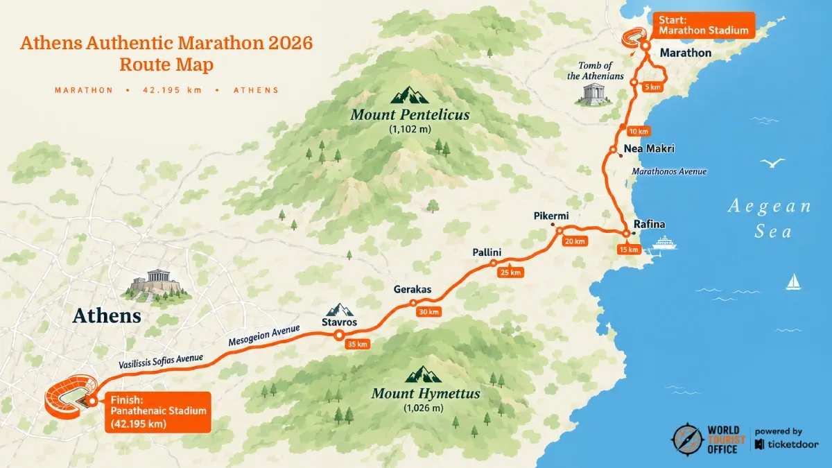 Athens Authentic Marathon 2026 route map - Tourist Office