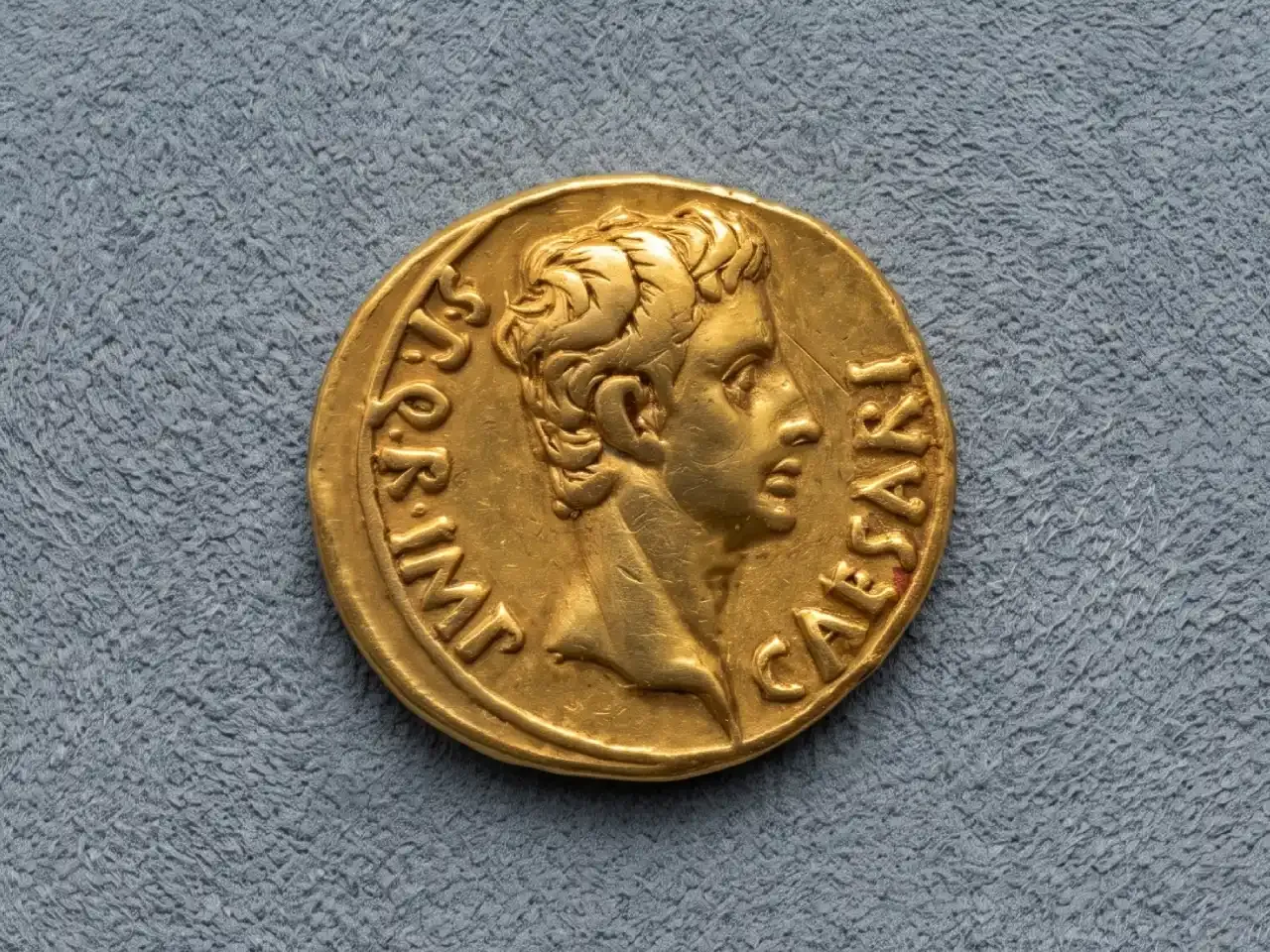 Ancient Roman gold aureus coin of Emperor Augustus