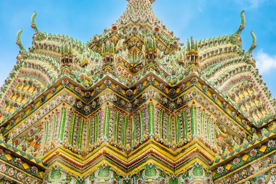 Ornate facade of Wat Pho temple in Bangkok