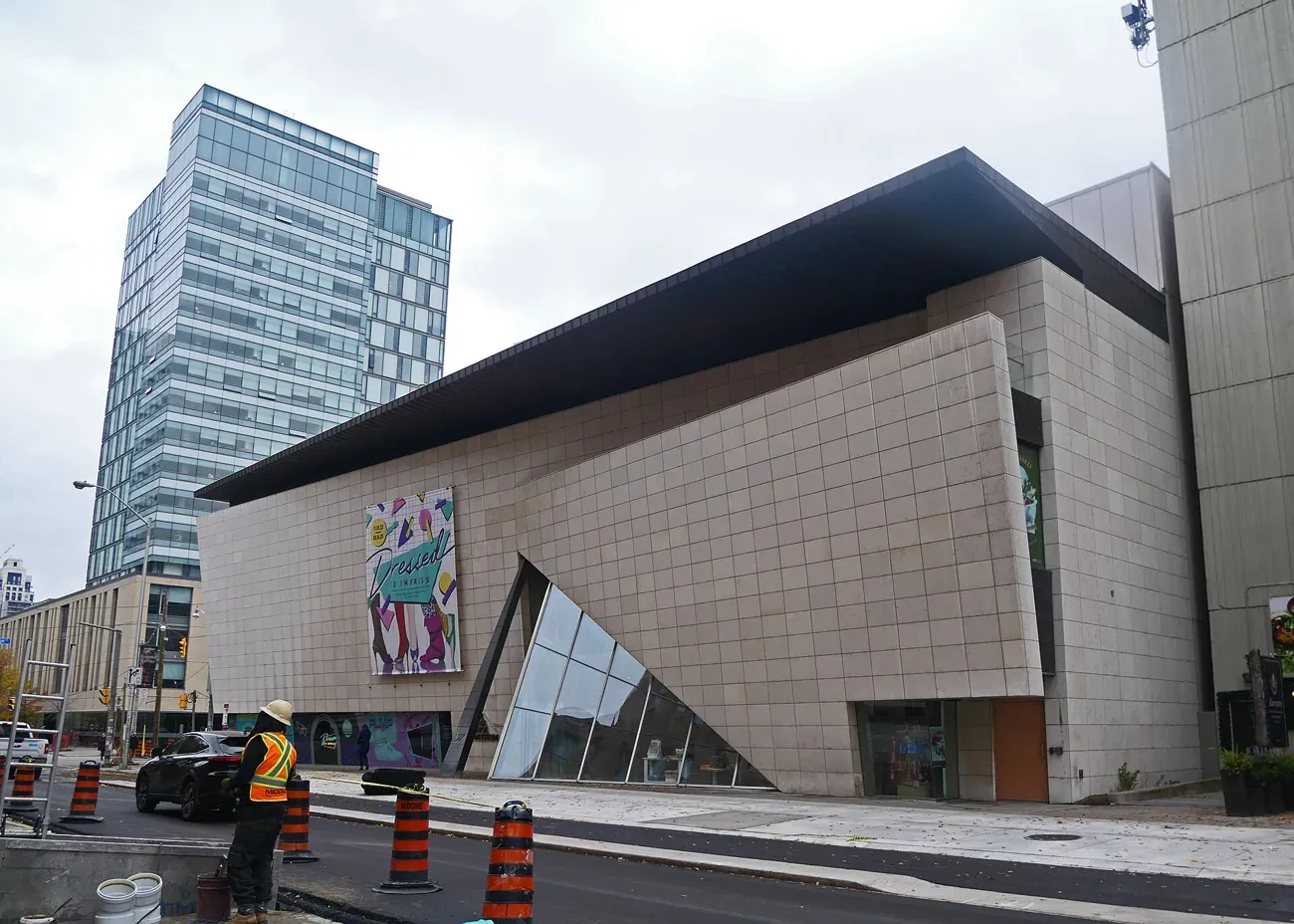 The angular shoebox-shaped Bata Shoe Museum building in Toronto