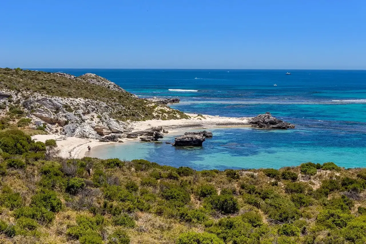 A sheltered bay and turquoise water on Rottnest Island off Fremantle