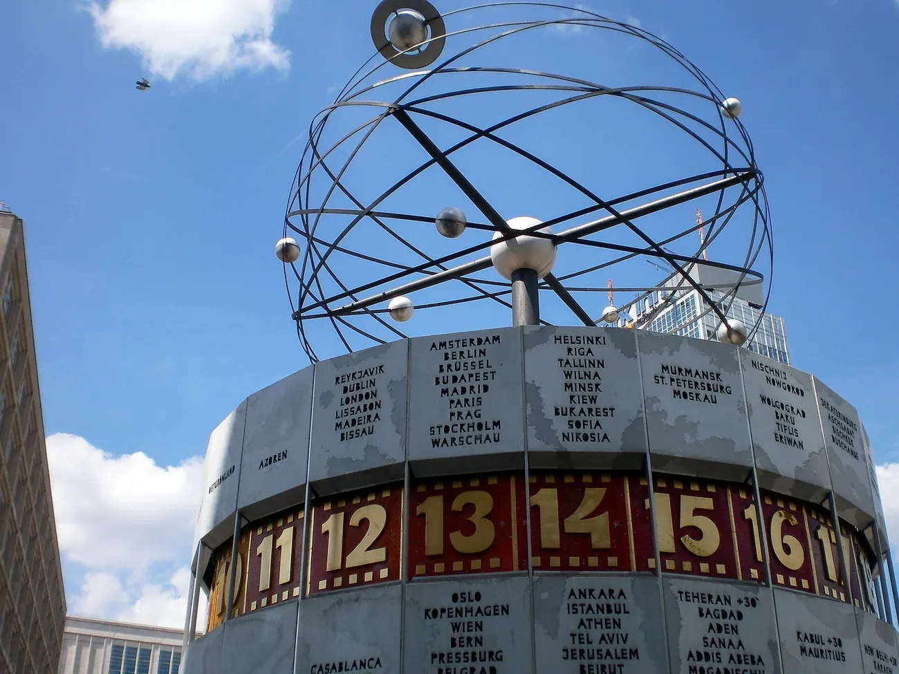 The Weltzeituhr world clock landmark on Alexanderplatz square in Berlin