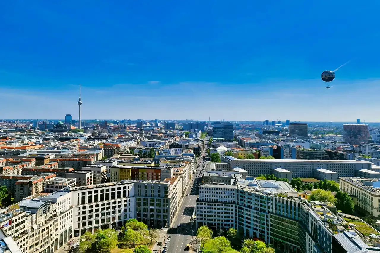 Berlin skyline with Welt Balloon and TV Tower