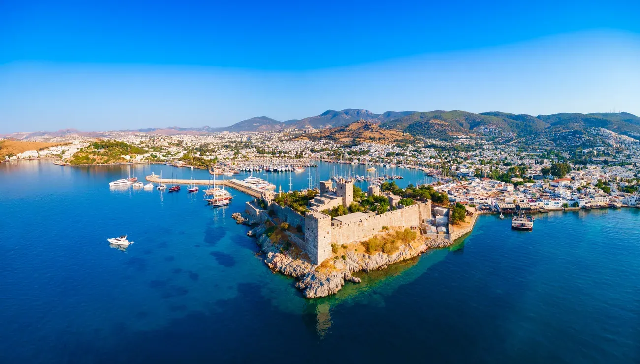 Bodrum Castle of St. Peter and the marina from above