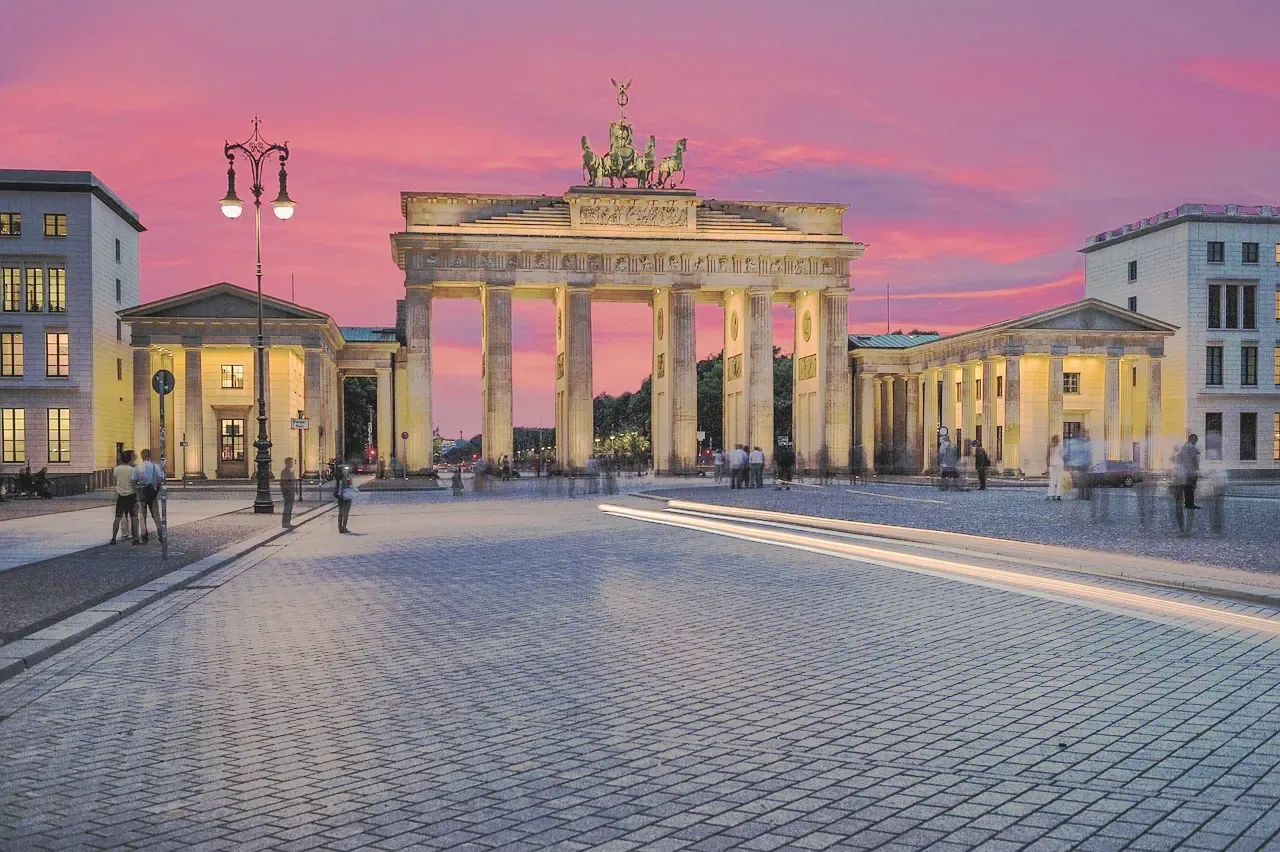 The Brandenburg Gate in Berlin at dusk