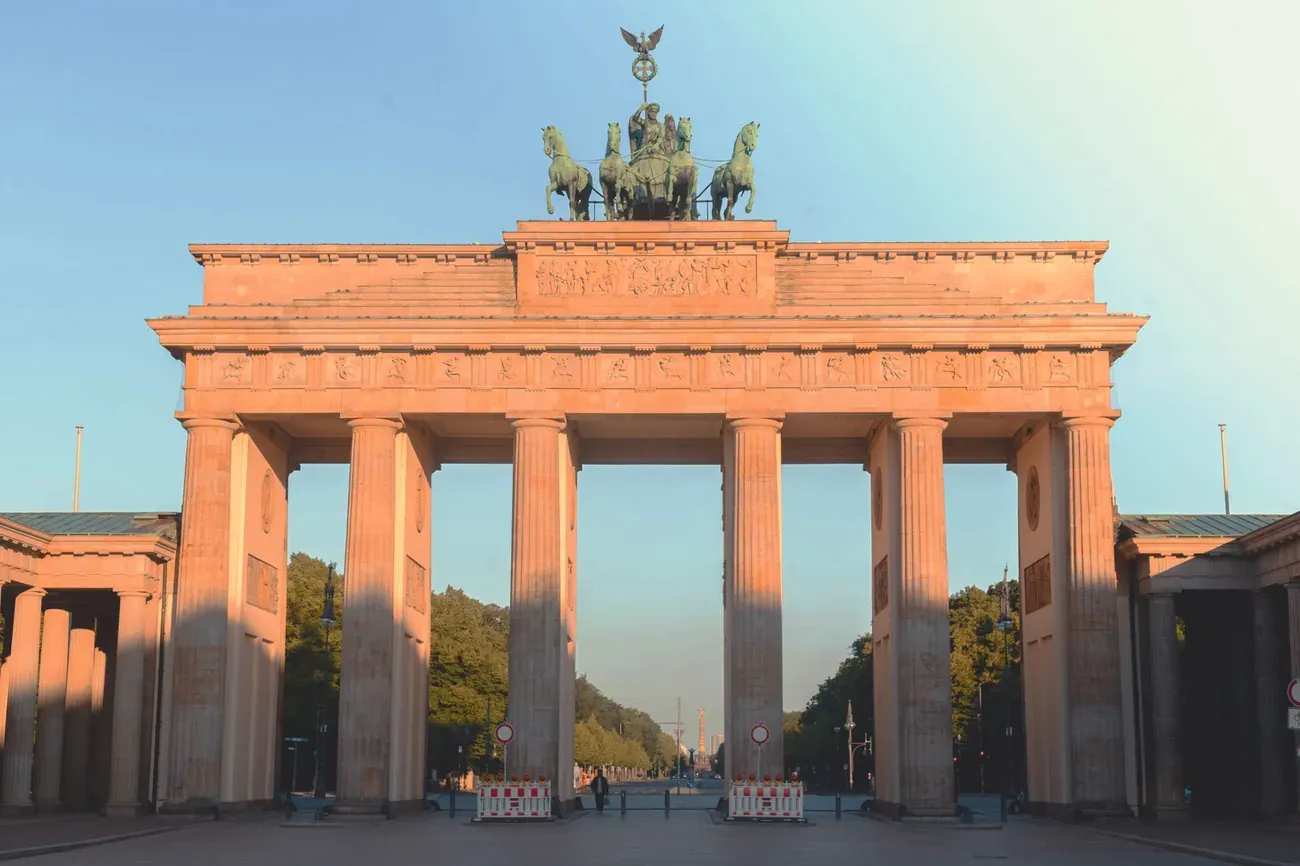 The Brandenburg Gate in Berlin on a clear day
