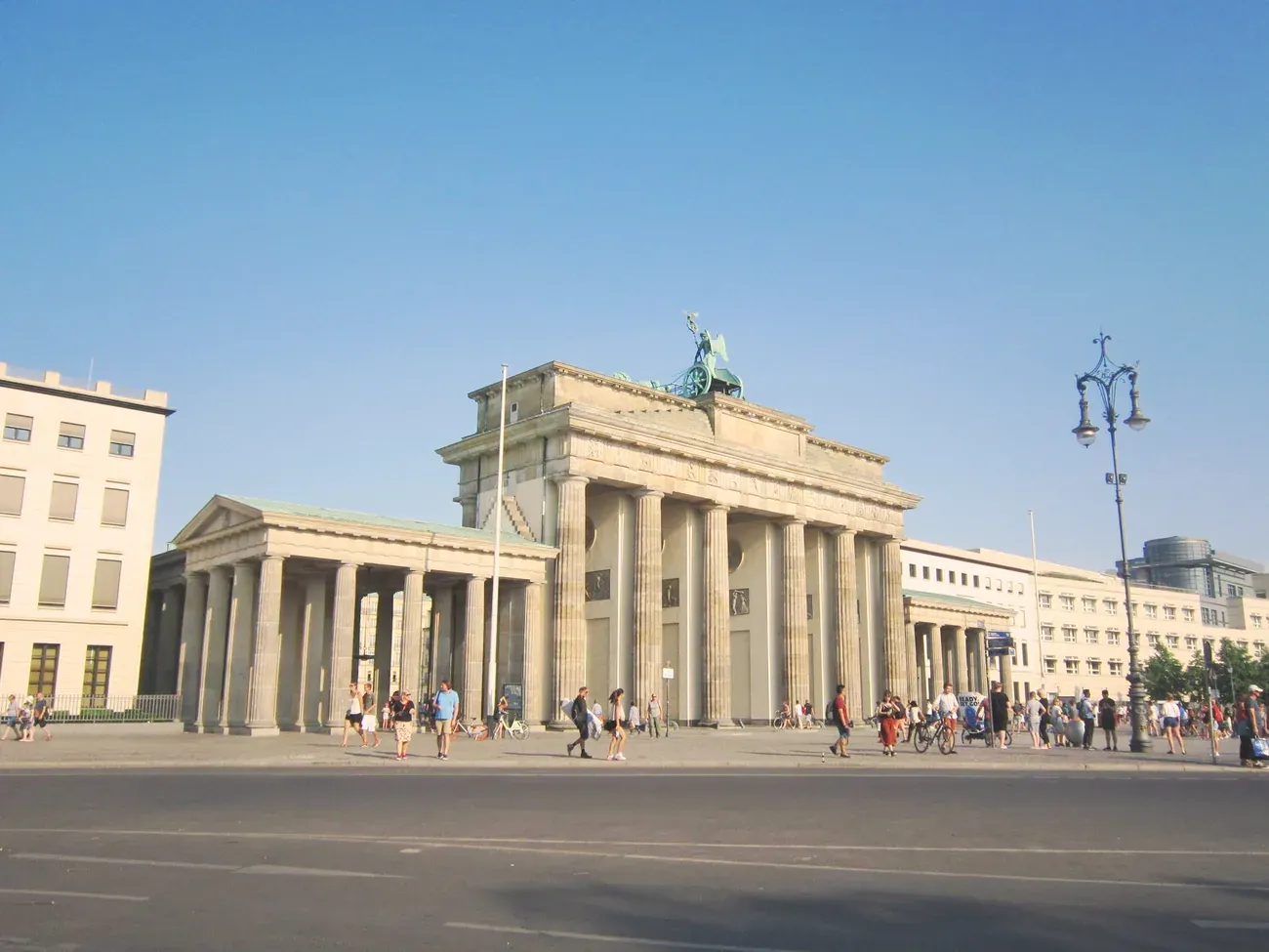 The Brandenburg Gate in Berlin on a sunny afternoon