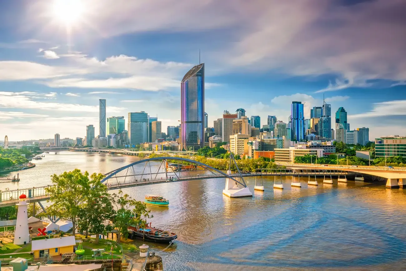 Brisbane river skyline with its bridges, Australia