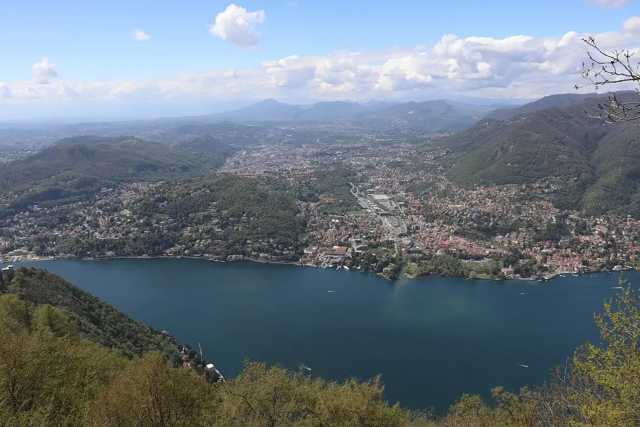 View from Brunate down to Como and the first basin of Lake Como