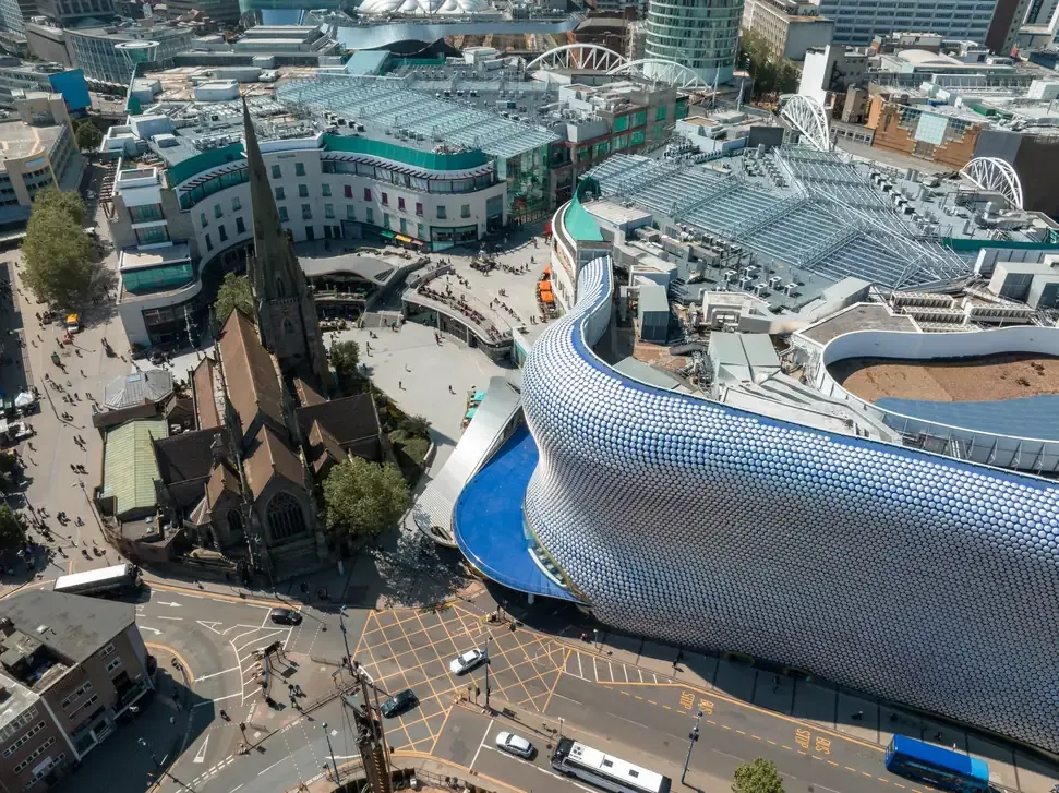 Aerial view of the Bullring and the Selfridges building, Birmingham