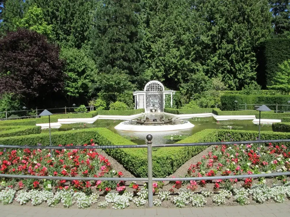 The Italian Garden and its fountain at The Butchart Gardens, Brentwood Bay