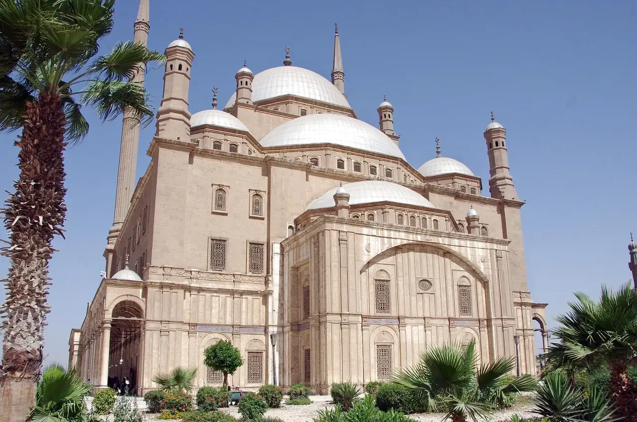The mosque of Muhammad Ali rising above the walls of the Citadel of Saladin in Cairo
