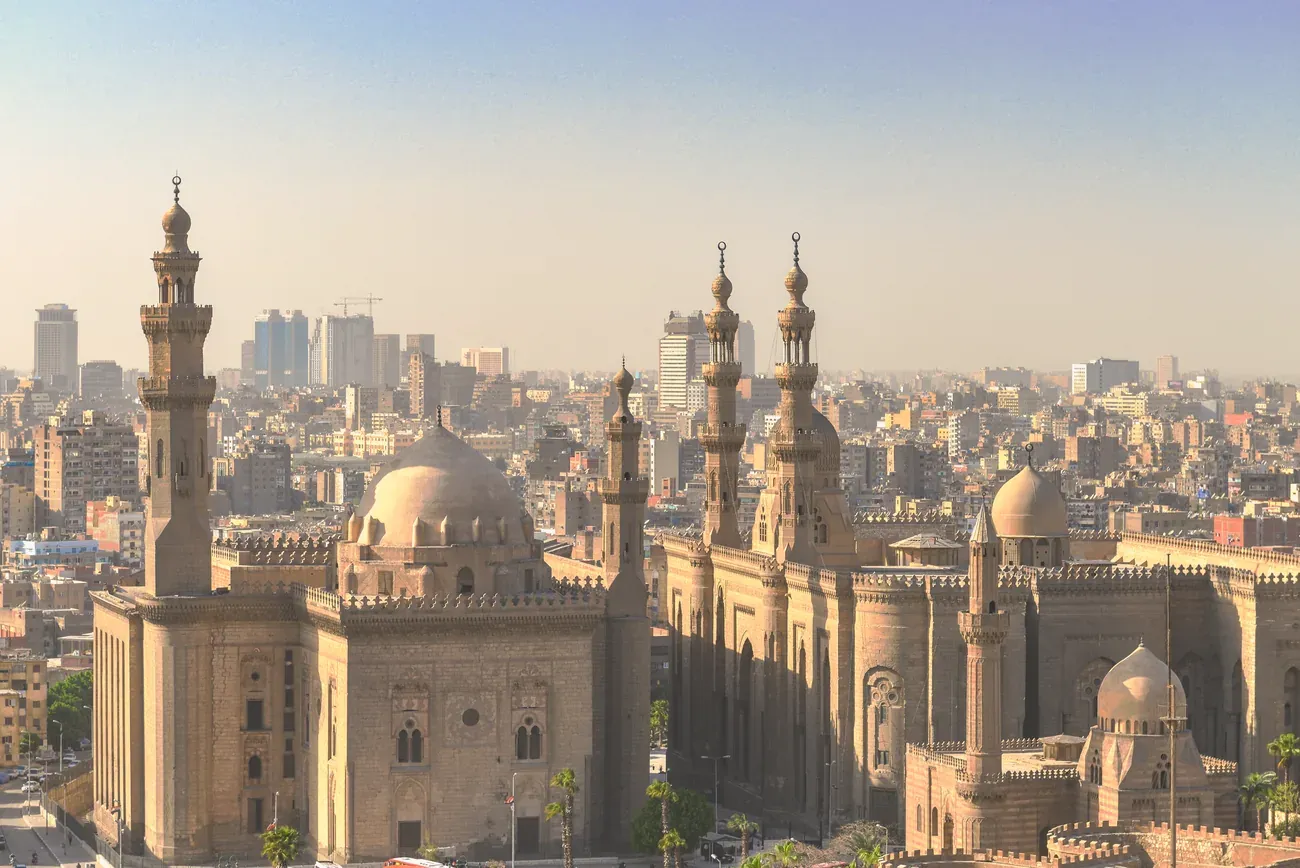 The Sultan Hassan and Al-Rifai mosques on the Cairo skyline