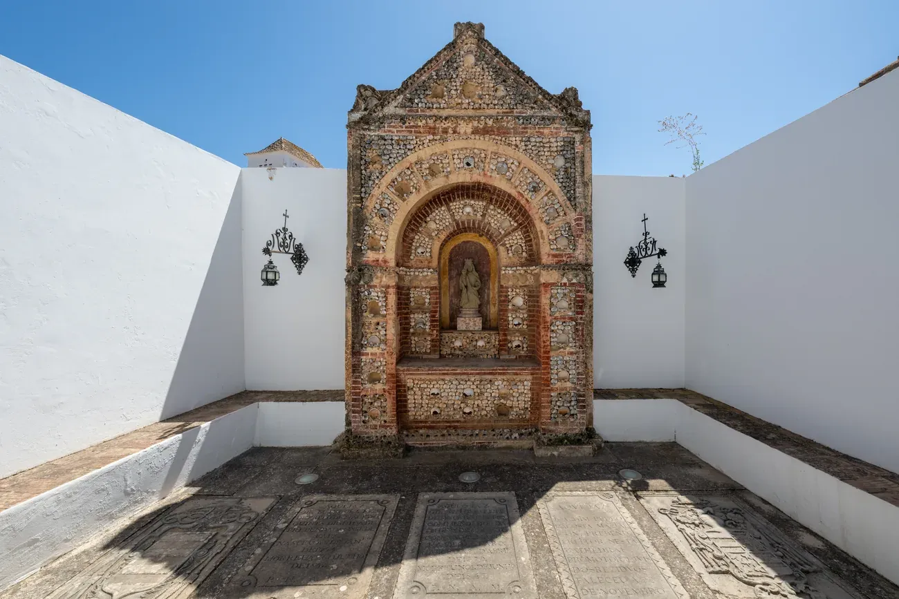 The shell-and-bone decorated shrine of the Capela dos Ossos in Faro, Algarve