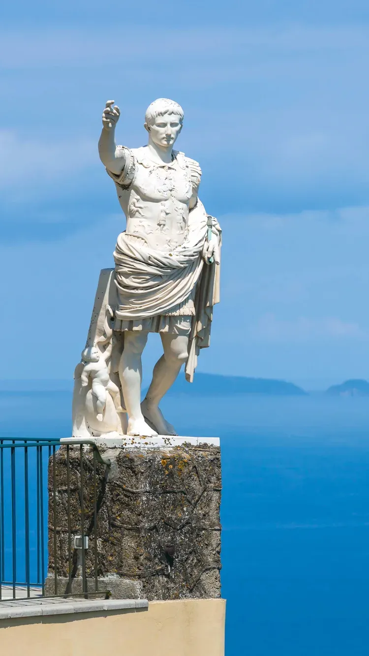 The Augustus statue viewpoint in Anacapri, Capri, overlooking the Tyrrhenian Sea