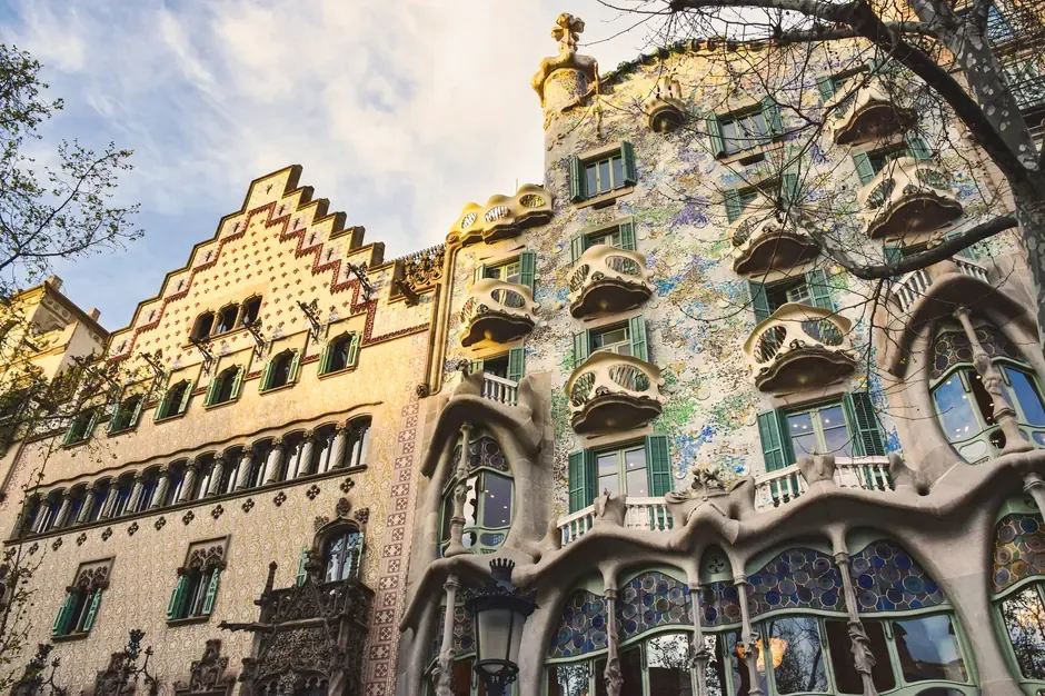 Casa Amatller and Casa Batllo facades in Barcelona