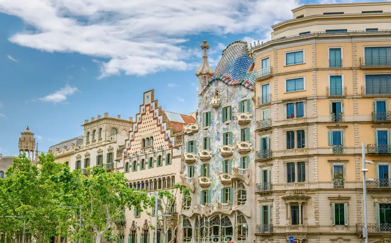 Casa Batllo and modernista buildings on Passeig de Gracia in Barcelona