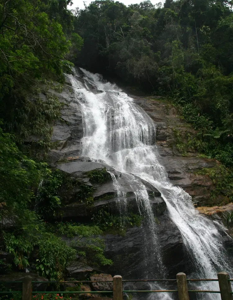 The Cascatinha Taunay waterfall in the forest of Tijuca National Park, Rio de Janeiro