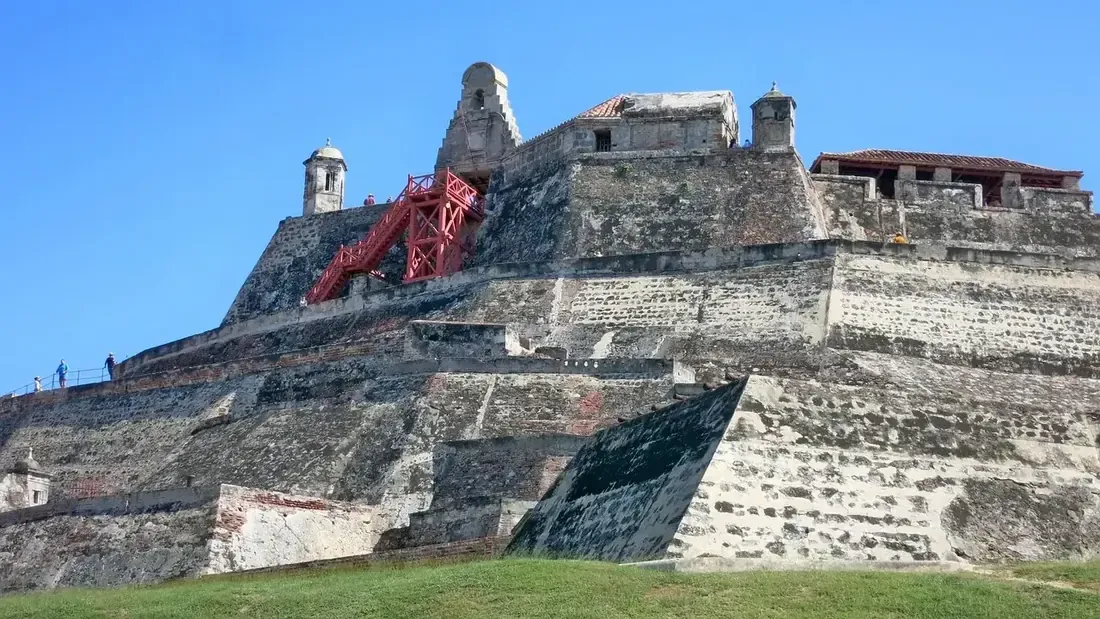 The stone ramps and batteries of the Castillo San Felipe de Barajas in Cartagena