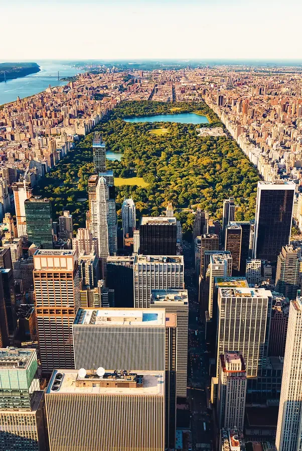 Aerial view of Central Park and Midtown Manhattan skyscrapers, New York