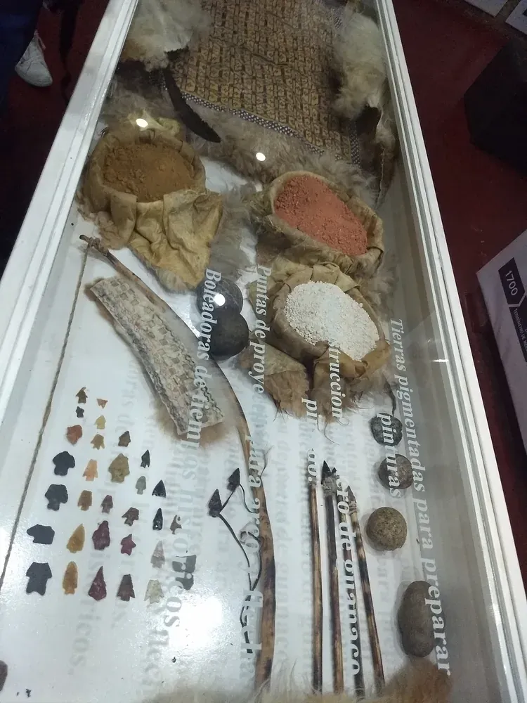 A display of Tehuelche tools and pigments at the Centro de Interpretacion Historica in El Calafate