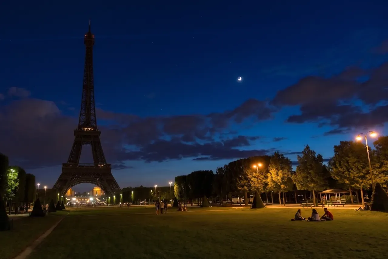 The Champ de Mars at night