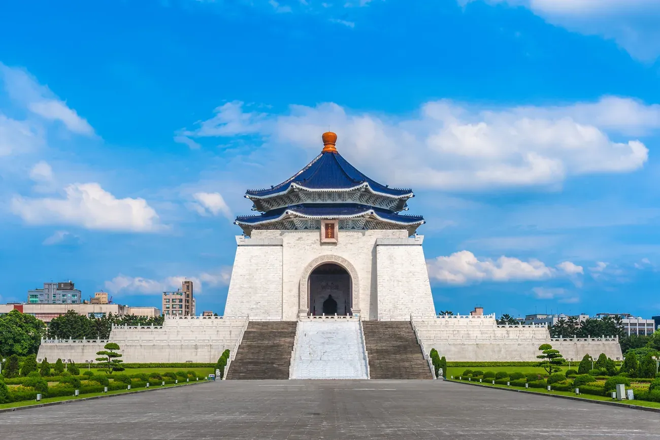 The Chiang Kai-shek Memorial Hall under a blue sky, Taipei