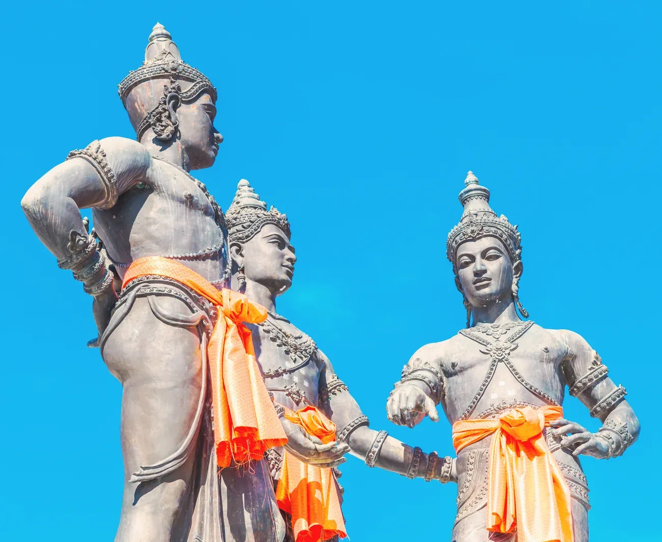 The Three Kings Monument statues in Chiang Mai