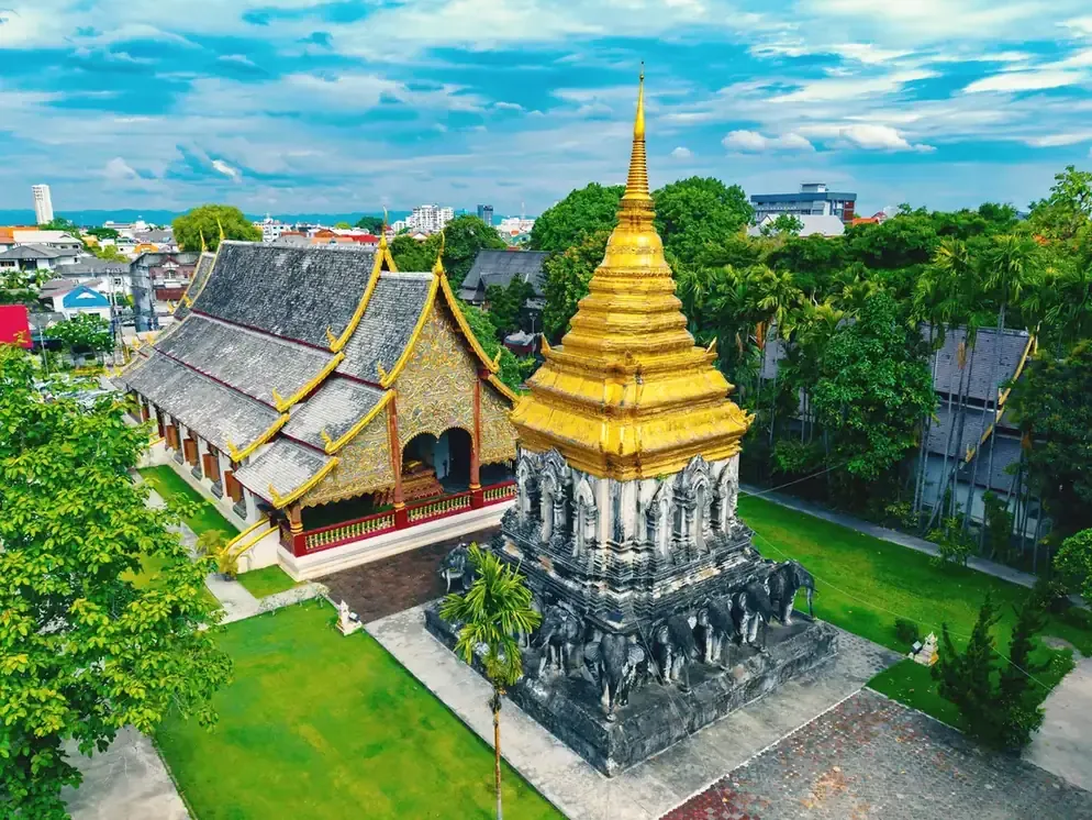 Aerial view of Wat Chiang Man temple in Chiang Mai