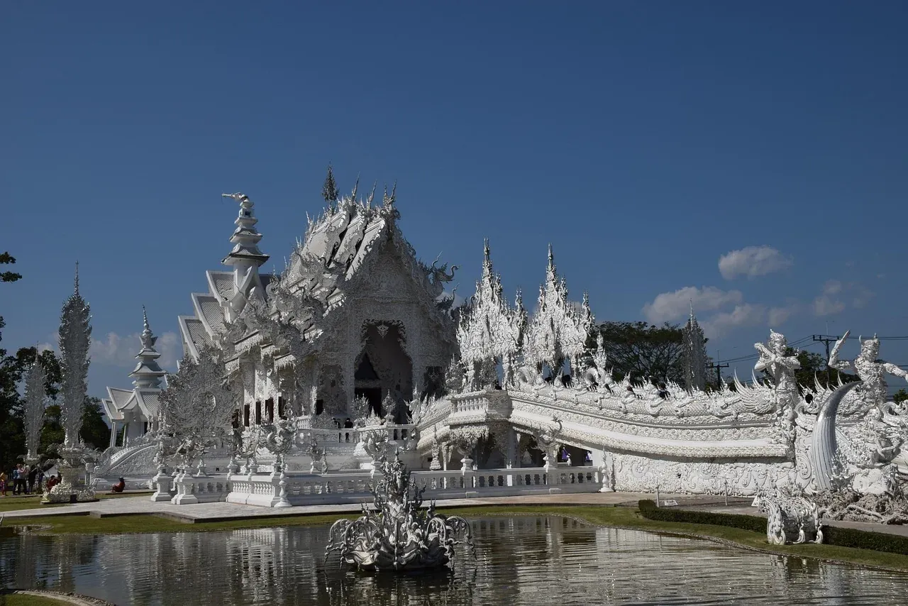 The white ubosot of Wat Rong Khun outside Chiang Rai