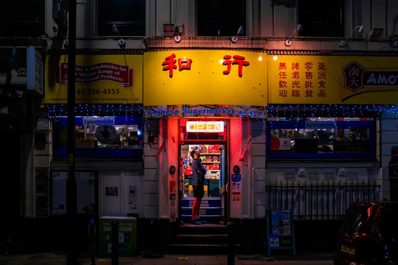 Chinatown, Manchester, at night