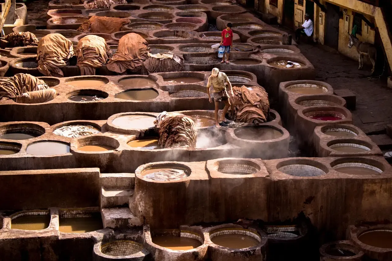 The dye pits of the Chouara tannery in the medina of Fes