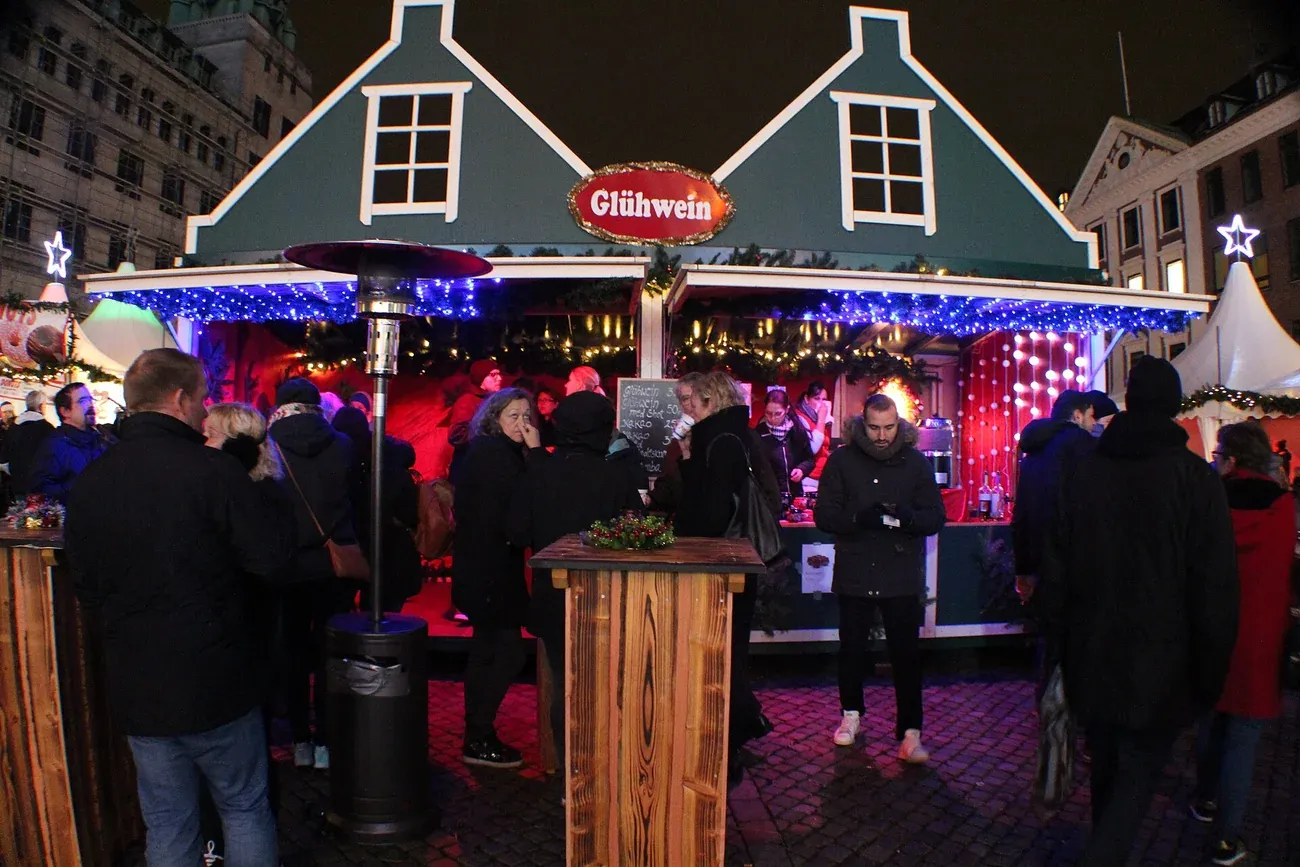 Christmas market stalls on Nytorv in Copenhagen