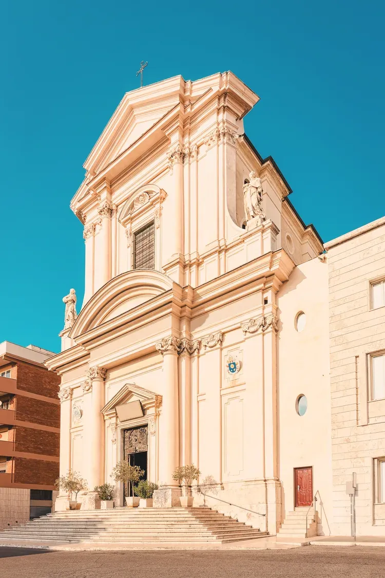 Facade of the Cathedral of San Francesco in Civitavecchia, Italy