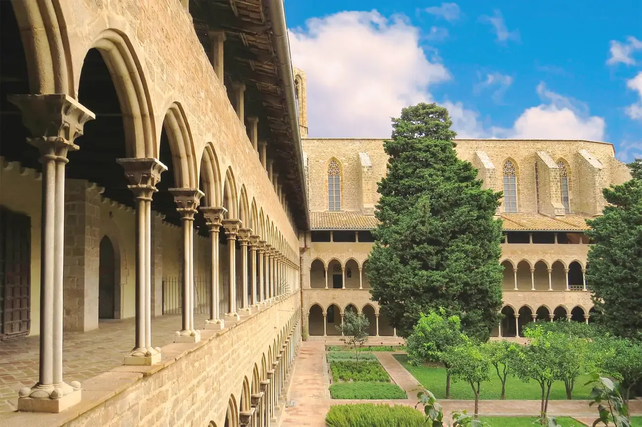 Three-storey cloister of Pedralbes Monastery in Barcelona