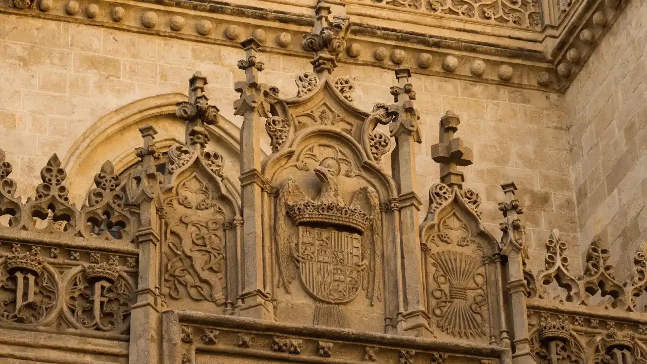 Coat of arms of the Catholic Monarchs in the Royal Chapel of Granada