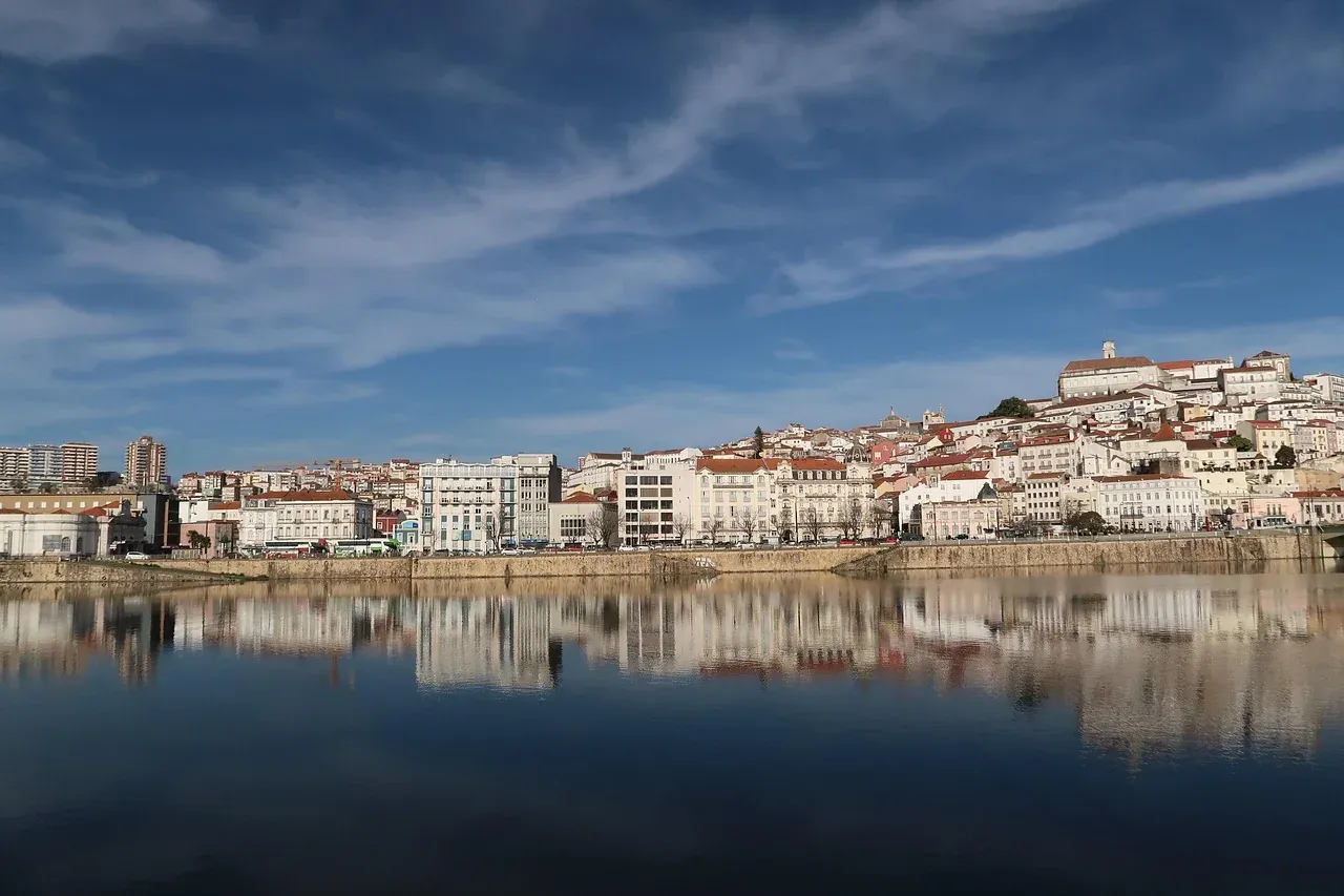 The old town of Coimbra rising above the Mondego river