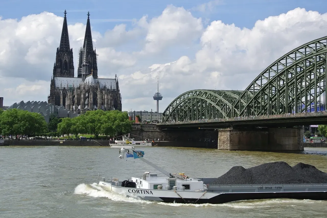 Cologne Cathedral and the Hohenzollern Bridge over the Rhine in Cologne