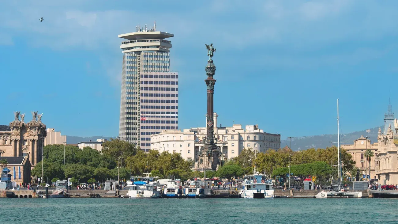 Columbus Monument by the harbour in Barcelona