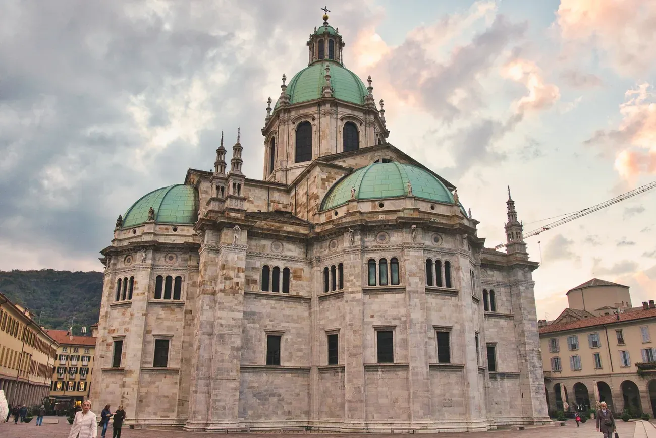 The green dome and apse of Como Cathedral, Italy